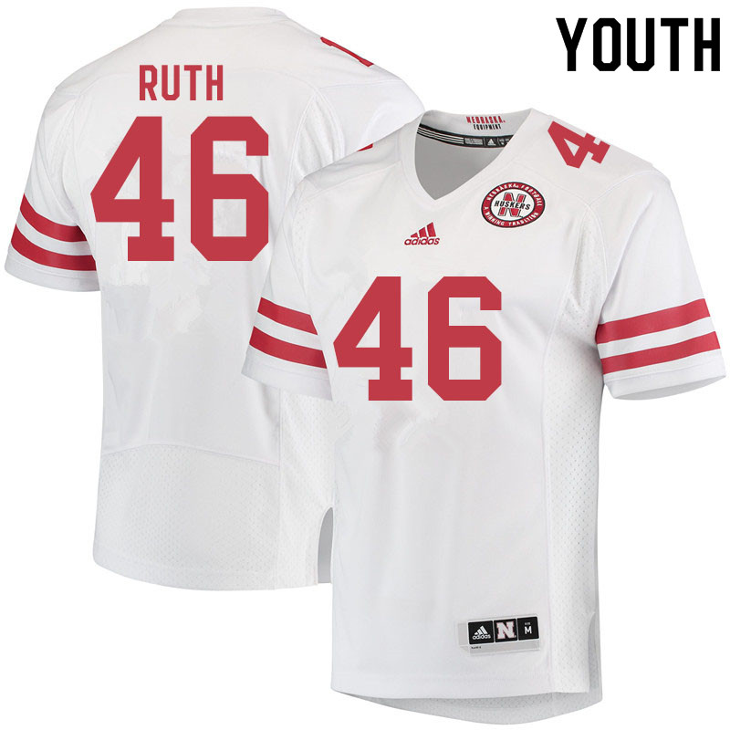 Youth #46 Corbin Ruth Nebraska Cornhuskers College Football Jerseys Sale-White